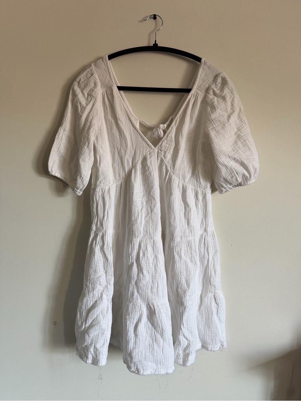 Aerie- White Gauze Tiered Mini Dress size small